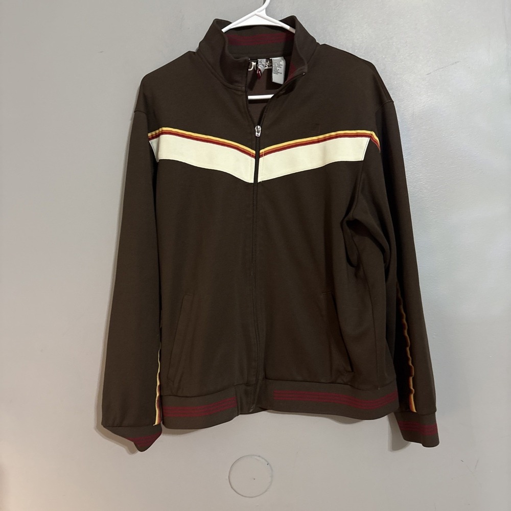 Vintage Quiksilver Striped Brown Track Jacket Medium Read